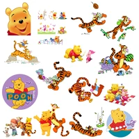 cute disney winnie the pooh stripes heat transfer stickers iron on pathces appliqu%c3%a9s on clothes custom patch free shipping