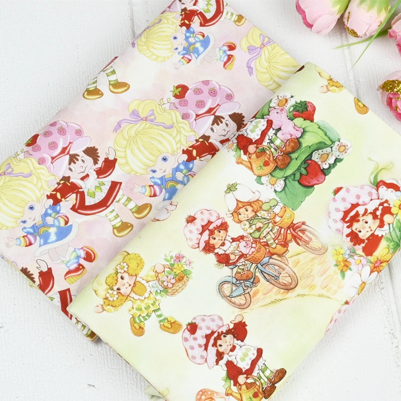 

Cartoon Strawberry Girl Print 100% Cotton Fabric,Sew Patchwork Fabric DIY Clothes Dress Home Textile Decor Quilting Material