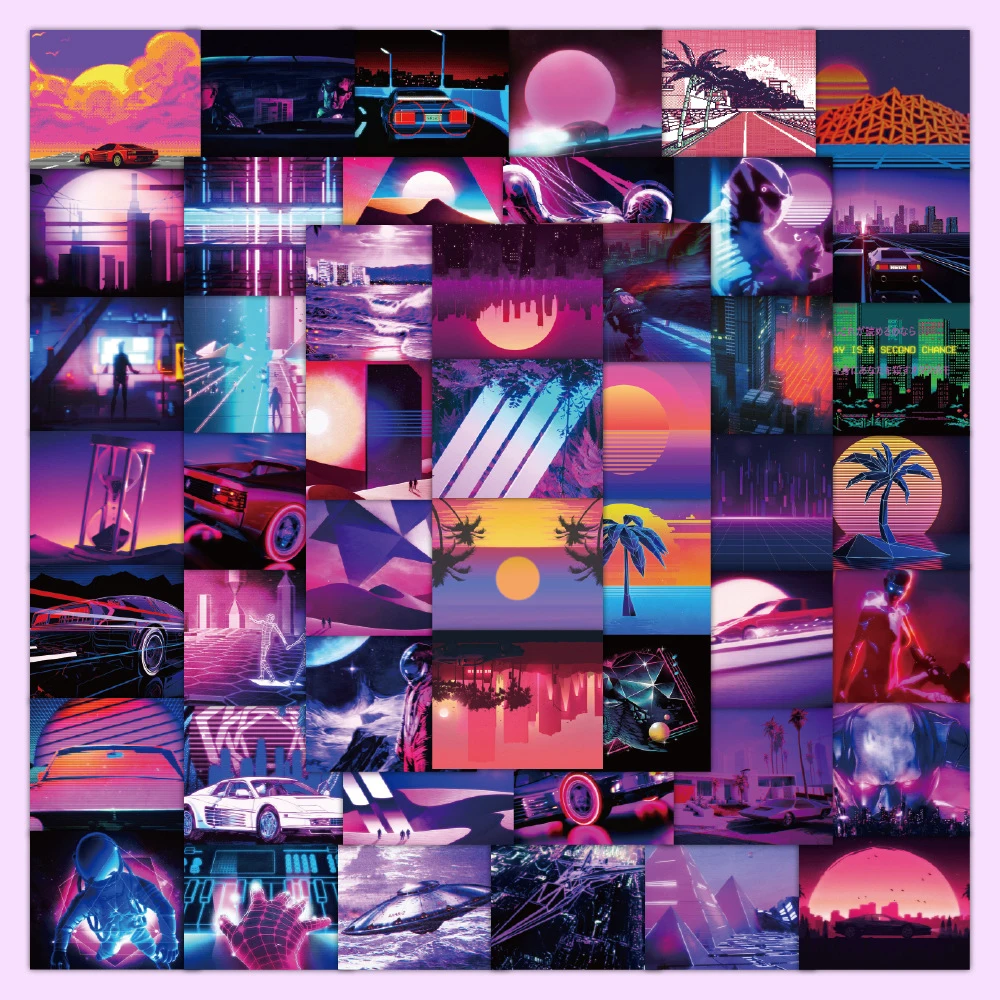 Наклейки Synthwave в винтажном стиле 80-х годов крутые стикеры вейп переводная