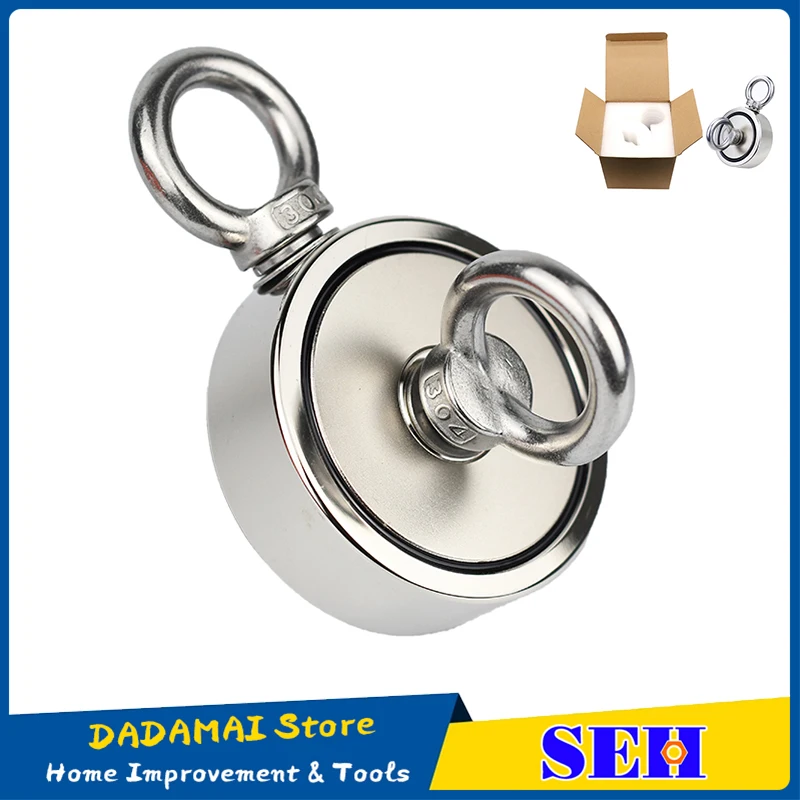 

SEH Fishing Magnet Super Strong Double Side Neodymium Magnet Pot D48 mm Salvage Magnets Heavy Duty Magnetic Hook Magnet Searcher
