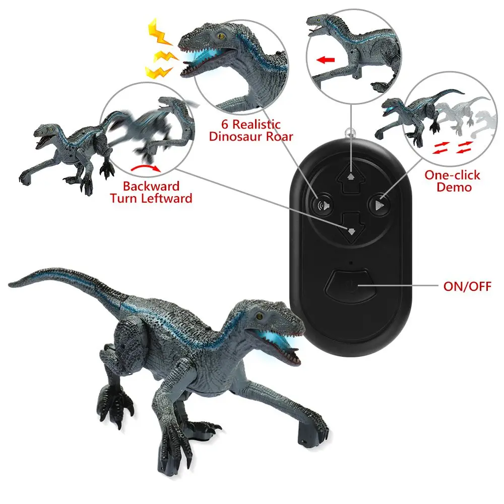 

Kids Electronic Robot Walking Dinosaur Simulation Velociraptor Dinosaur Toys with Sound & Light Remote Control