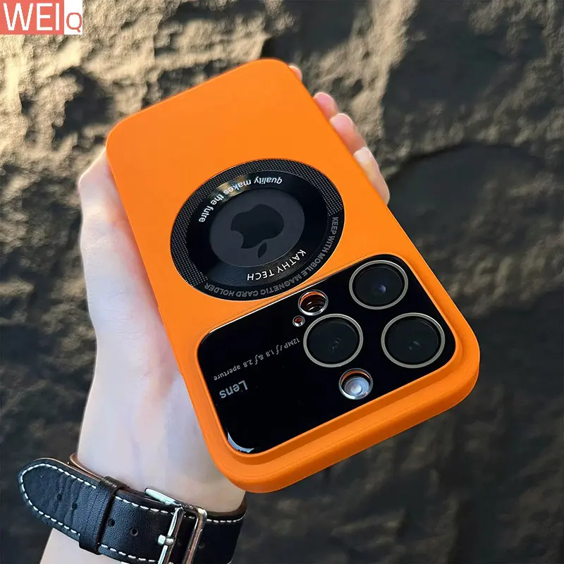 

Large Glass Lens Magnetic Phone Case For iPhone 12 13 14 Pro Max 14Plus For Magsafe Wireless Charging Lens Protects Phone Covers