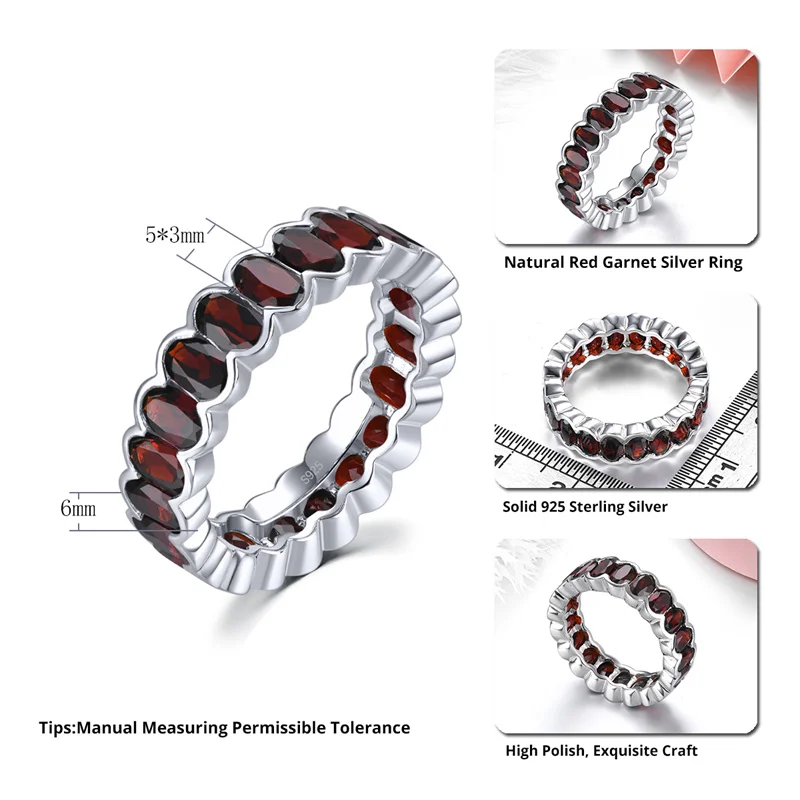 Кольца из стерлингового серебра с натуральным красным гранатом камень 6 3 карата