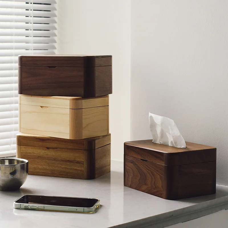 

Retro Real Wood Napkin Box Living Room Coffee Shop Wet Wipes Box B & B Hotel Coffee Table Table Table Napkin Organizer Box