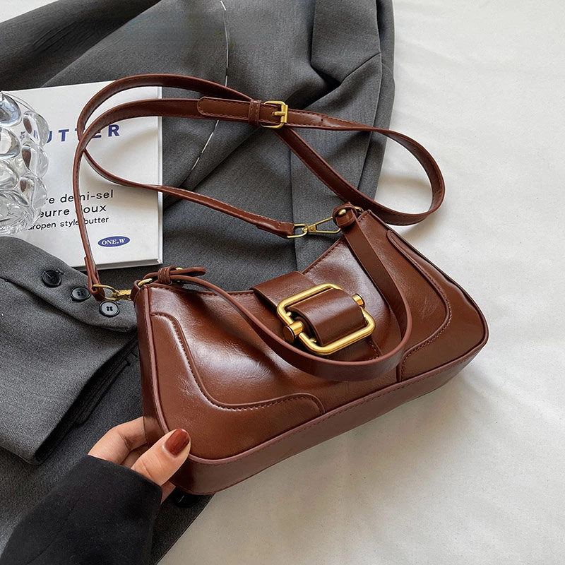 

Small Leather Crossbody Bags for Women 2023 Y2K Solid Color Small Luxury Brand Female Underarm Shoulder Bag Handbags and Purses