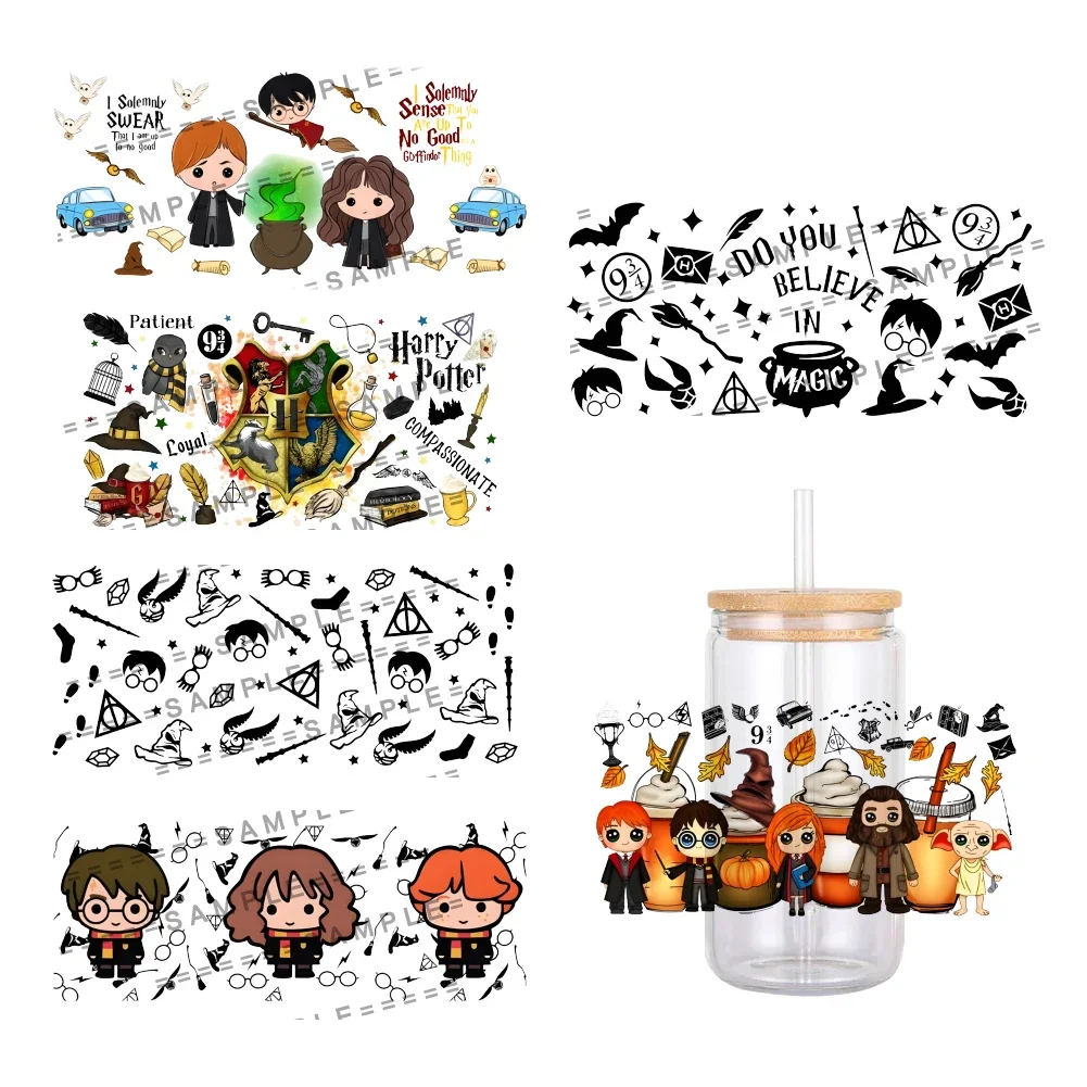 11X24cm Cartoon Magic Academy Bage UV DTF Transfer Sticker Waterproof Transfers Decals For 16oz Glass Cup Wrap
