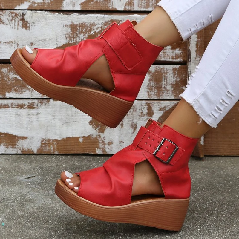 

Сандалии женские на платформе, босоножки на танкетке, повседневная обувь в римском стиле, пляжные тапочки, лето 2022