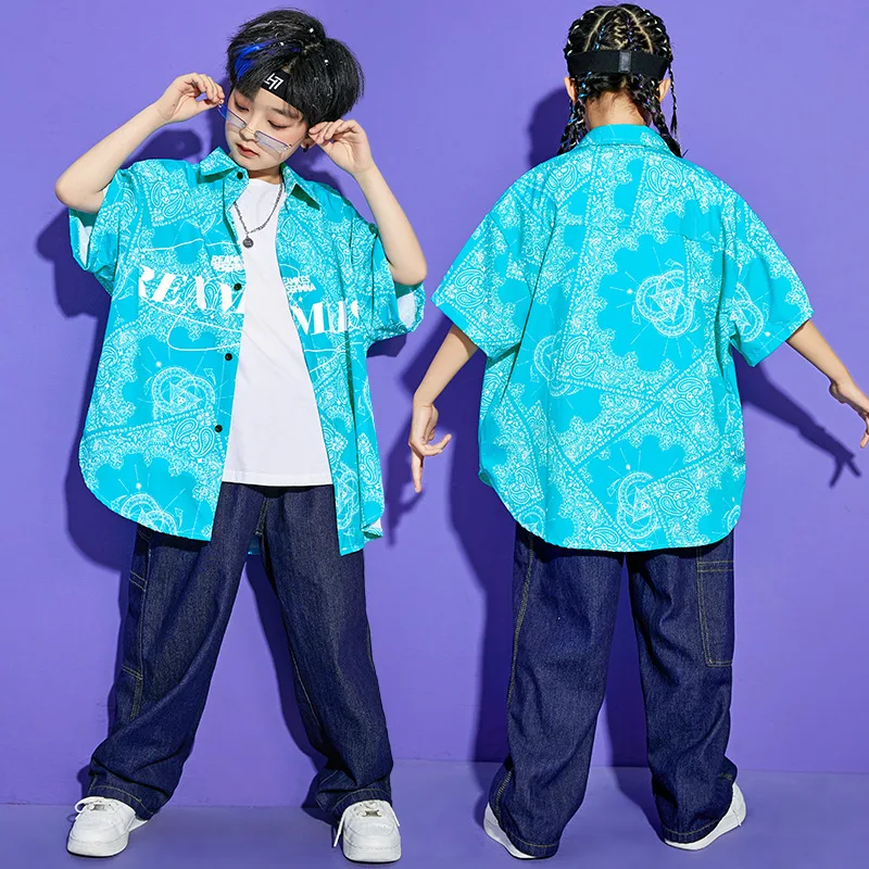 Детская летняя одежда в стиле хип-хоп рубашка с геометрическим принтом топ