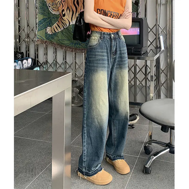 

2022 Women Baggy Jeans Harajuku Y2K Classic Denim High Waist Long Trousers Wide Leg Streetwear Basic Straight Vintage Pant L330