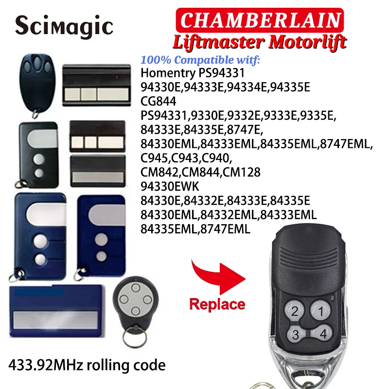 

Замена Liftmaster Motorlift 94330E 94334E 94335E 84335EML электрическая дверь пульт дистанционного управления дистанционный переключатель 433 МГц ключ инструмент...