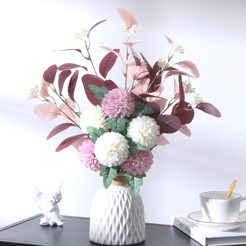 6 больших искусственных цветов белый синий букет Гортензия фотография для