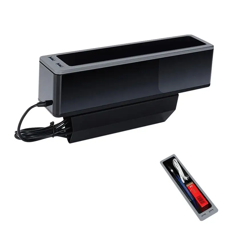 

Car Seats Pocket Organizer Car Seats Gap Filler Organizer With 2 USB Charge Ports Non-slip Catcher Caddy Storage Box For Keys