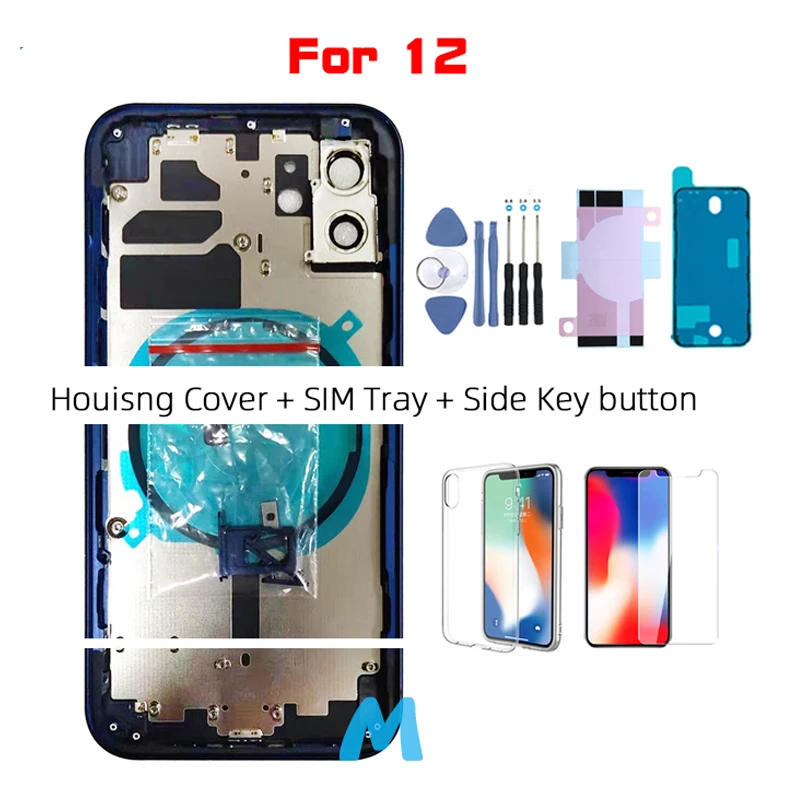 

AAA High Quality For iphone 12 Pro Max 12Mini 12Pro 12ProMax Housing Cover Battery Door Rear Chassis Frame with Back Cover Glass