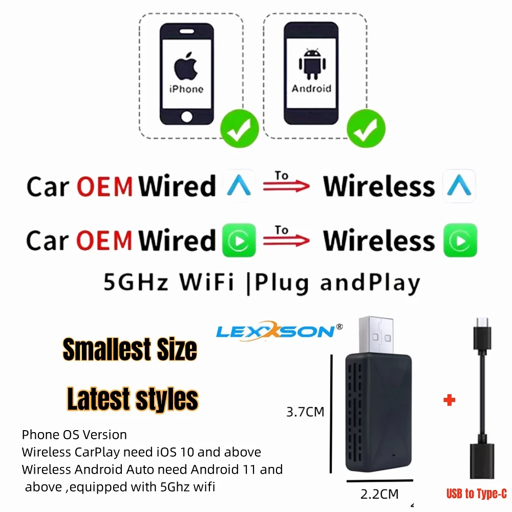

НОВЫЙ беспроводной адаптер CarPlay Android Auto Smart Mini Box Plug and Play WiFi Fast Connect Универсальный для Nissan Havel Kia Audi MG