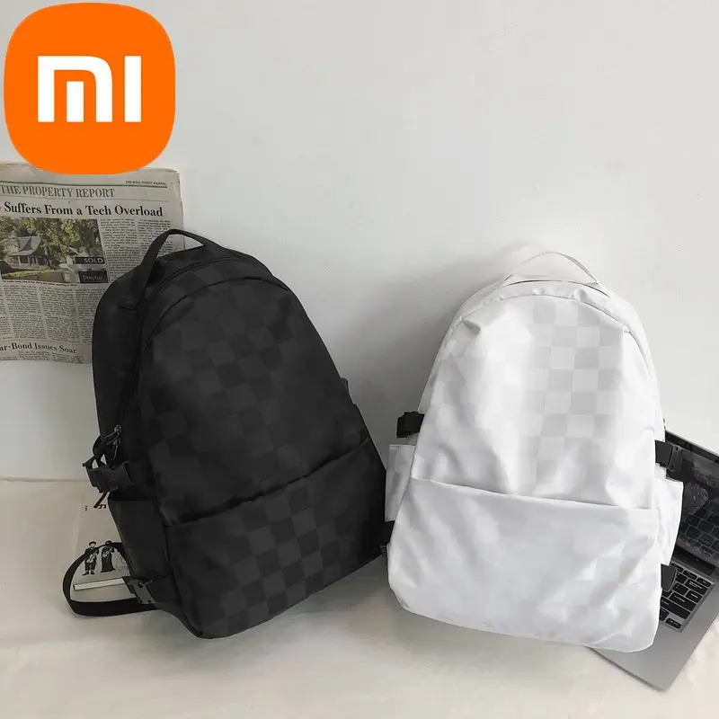 

Рюкзак Xiaomi для студентов колледжа, новый модный брендовый шахматный рюкзак, текстурный мужской рюкзак для учеников младшей и старшей школы