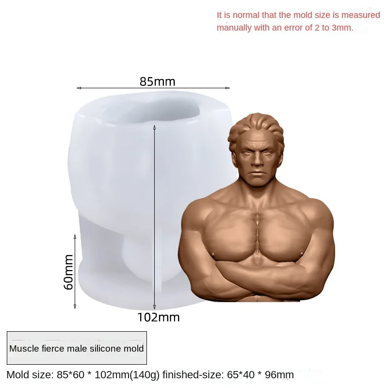 3D Strong Muscle Male Body Silicone Mold Resin Wax Melt Soap Clay DIY Candle Molds for Making силиконовые формы |