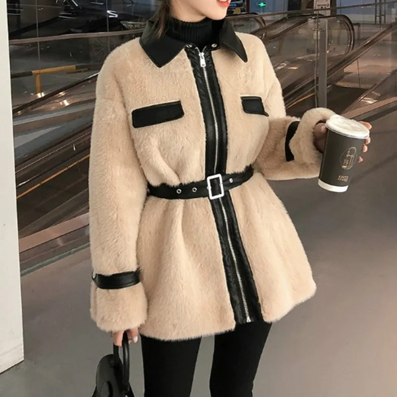 Women Winter Vintage PU Jackets Coats Thick Faux Leather Coats Female Fashion Casual Streetwear Belt Slid Long Sleeve Outwears