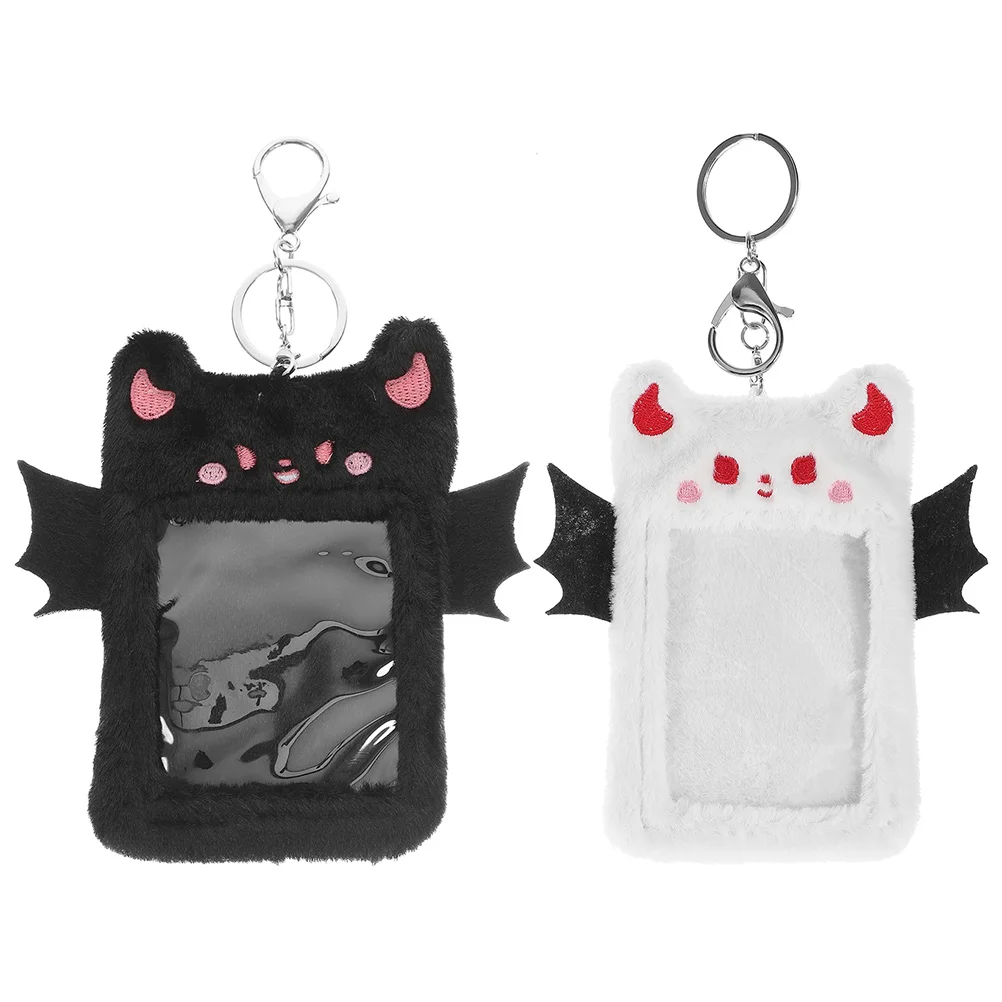 

2 pcs Lovely Card Holder Plush ID Card Holder Keychain Decorative Card Holder Keyrings