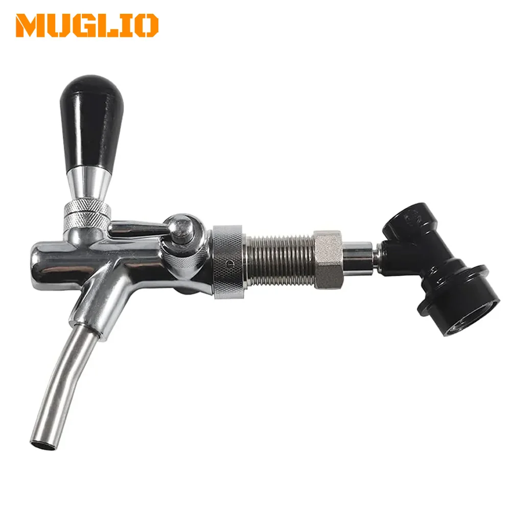 Регулируемый пивной кран MUGLIO хвостовик хромированный с шаровым замком