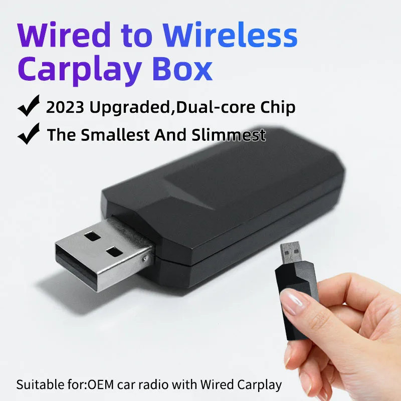 Nuovo Adattatore Carplay Cablato A Wireless Aggiornato Per Autoradio Oem Con Plug And Play Usb Smart Link Il Più Piccolo E Più Sottile