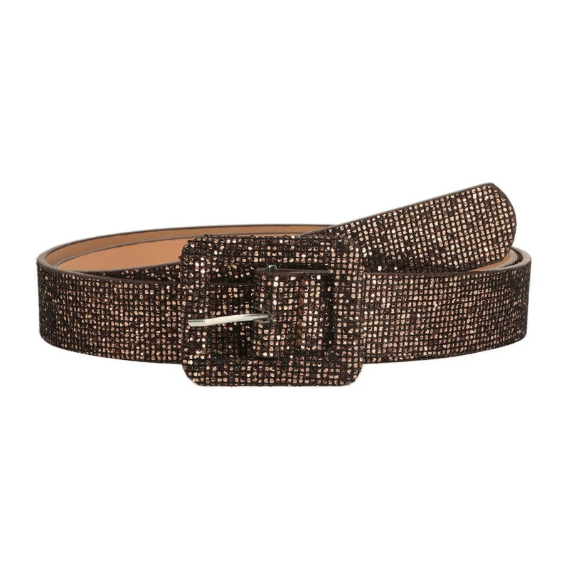 

Bright Female Waist Belt Waist Chain Luxury Sweet Waist Belt Fashion Belts Full Sequins Adjustable Square Buckle Belt