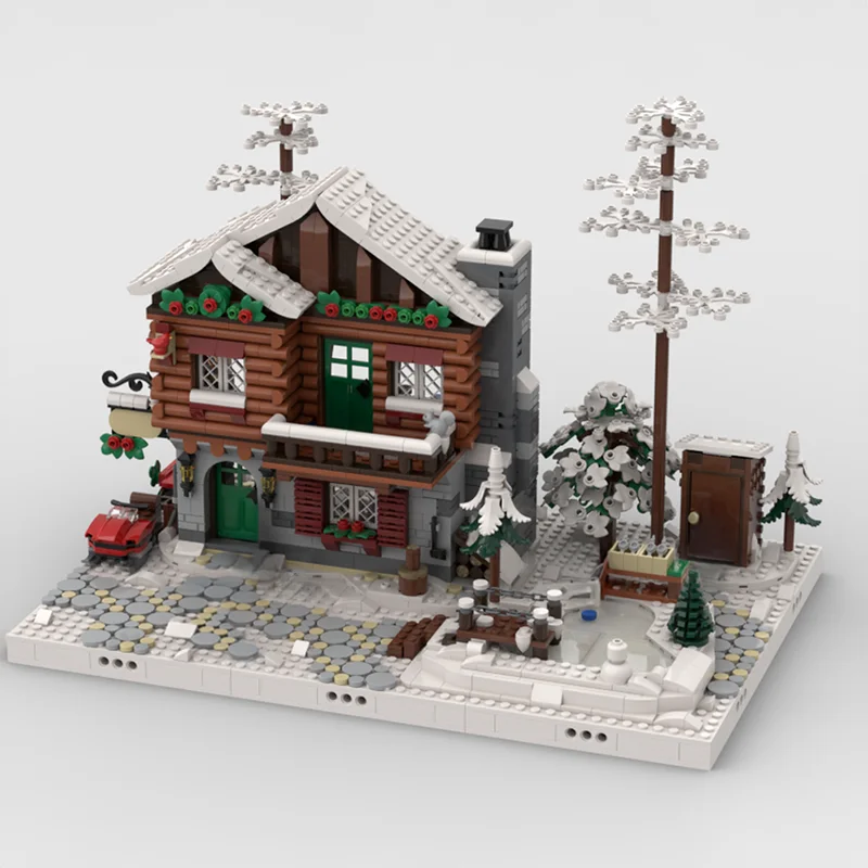 Фото 610 деталей MOC «Зимняя деревня» - Декоративная модель «Альпийский домик» - Конструктор из строительных блоков - Рождественский подарок - Развивающий конструктор №3