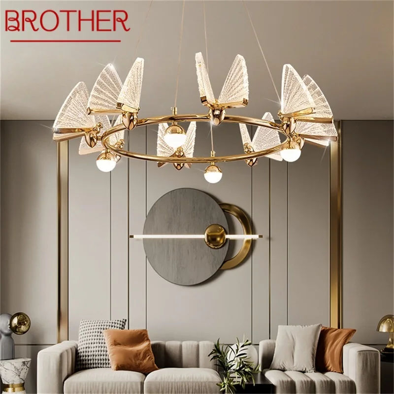 

BROTHER Nordic Colorful Chandelier Lamps Fixtures Pendant Lights Butterfly Ring Home for Home Decoration