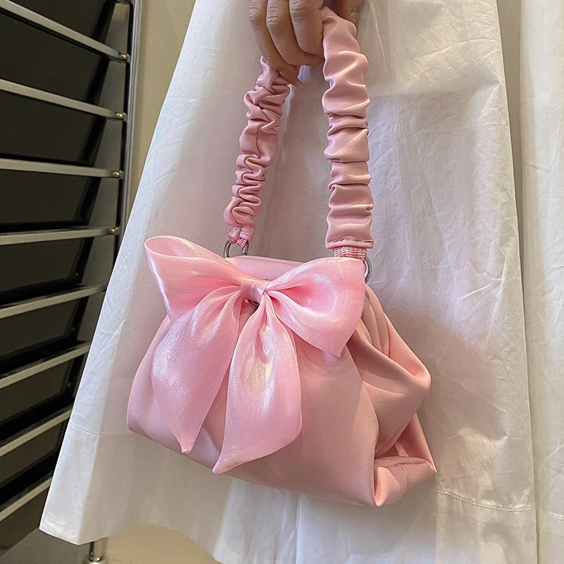 

Новые милые маленькие сумочки и кошельки из искусственной кожи с бантом, женская летняя Модная брендовая роскошная сумка через плечо на цеп...