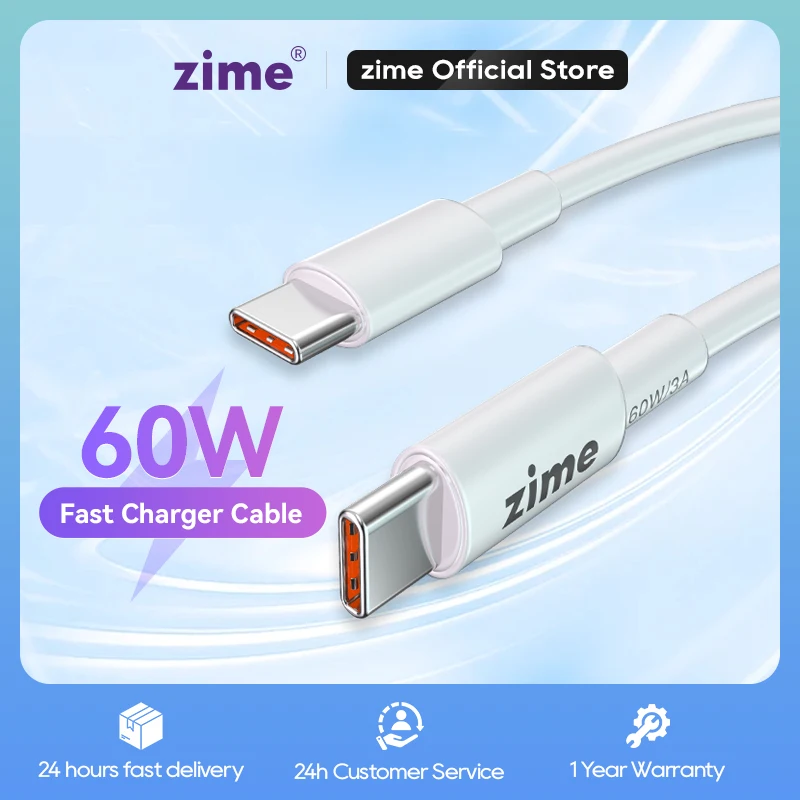 Кабель для быстрой зарядки Zime 60 Вт USB C — Type PD и zime Pro Украины