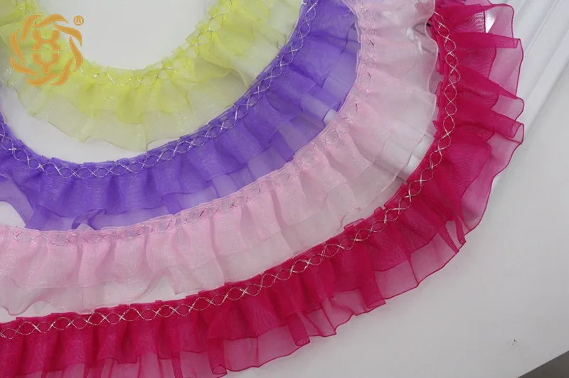 Двухслойная лента из органзы 4 см с кружевным краем для аксессуаров одежды