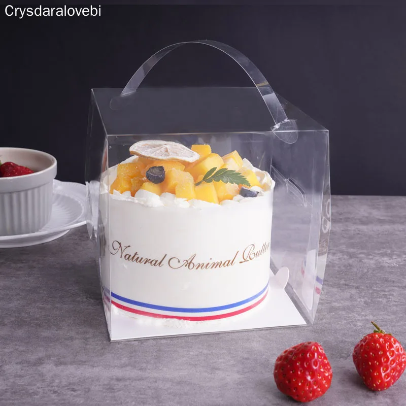 

5pcs Portable Transparent Mousse Cake Boxes DIY Handmade Cake Box For Baby Shower Birthday Party Favors With Bottom