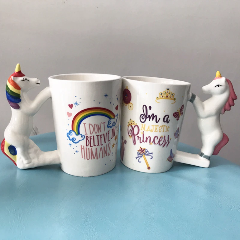 

3D Creative Unicorn-shaped Ceramic Mug Large-capacity Cartoon Coffee Children's Milk Mug Birthday Gift