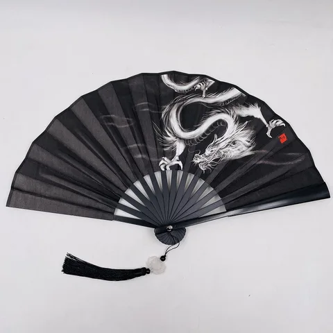 8-дюймовый вентилятор в китайском стиле, двусторонний веер из шелковой ткани, веер для рисования чернилами с кисточками, складной веер в старинном стиле