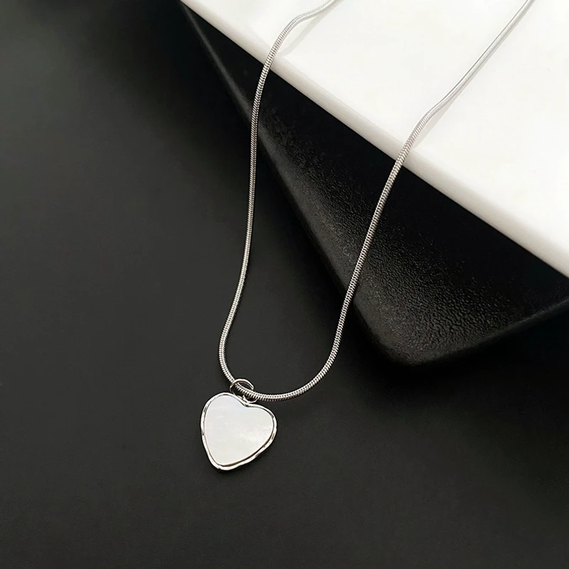 

Simple Shell Heart Pendant Necklace for Women Jewelry Gift Silver Colour Stainless Steel Wedding Party Bohemian Accessories