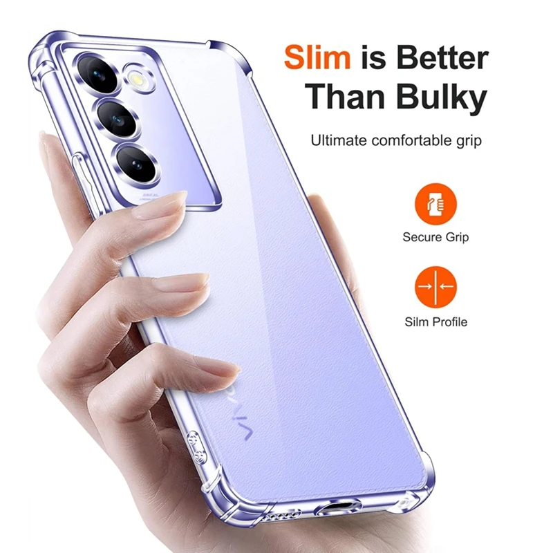 Противоударный чехол из ТПУ с четырьмя углами для VIVO V40 SE V30 Lite V30e V29 Pro защитный