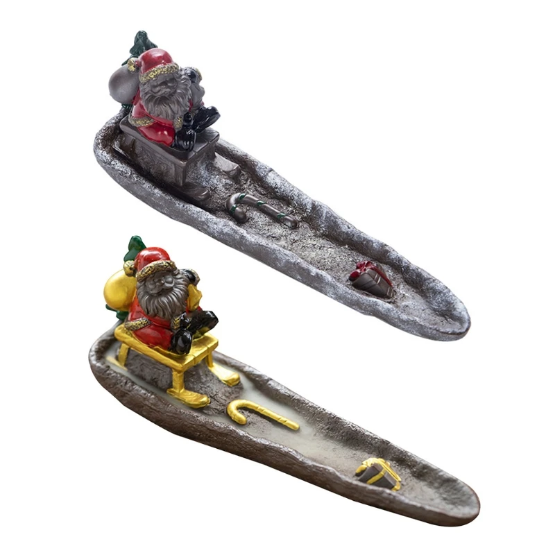 

Креативная Рождественская курильница для благовоний, статуя Санта-Клауса, сани, керамический водопад, держатель для фотографий, украшение