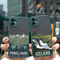 aesthetic art hand painted pattern mountain scenery phone case for iphone x xr xs max 11 12 13 pro max mini 7 8 plus se2 cover