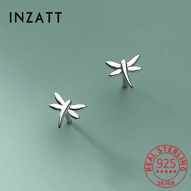 

INZATT Real 925 Sterling Silver Animal Dragonfly Stud Earrings For Charming Women Party Cute Fine Jewelry Minimalist Accessories