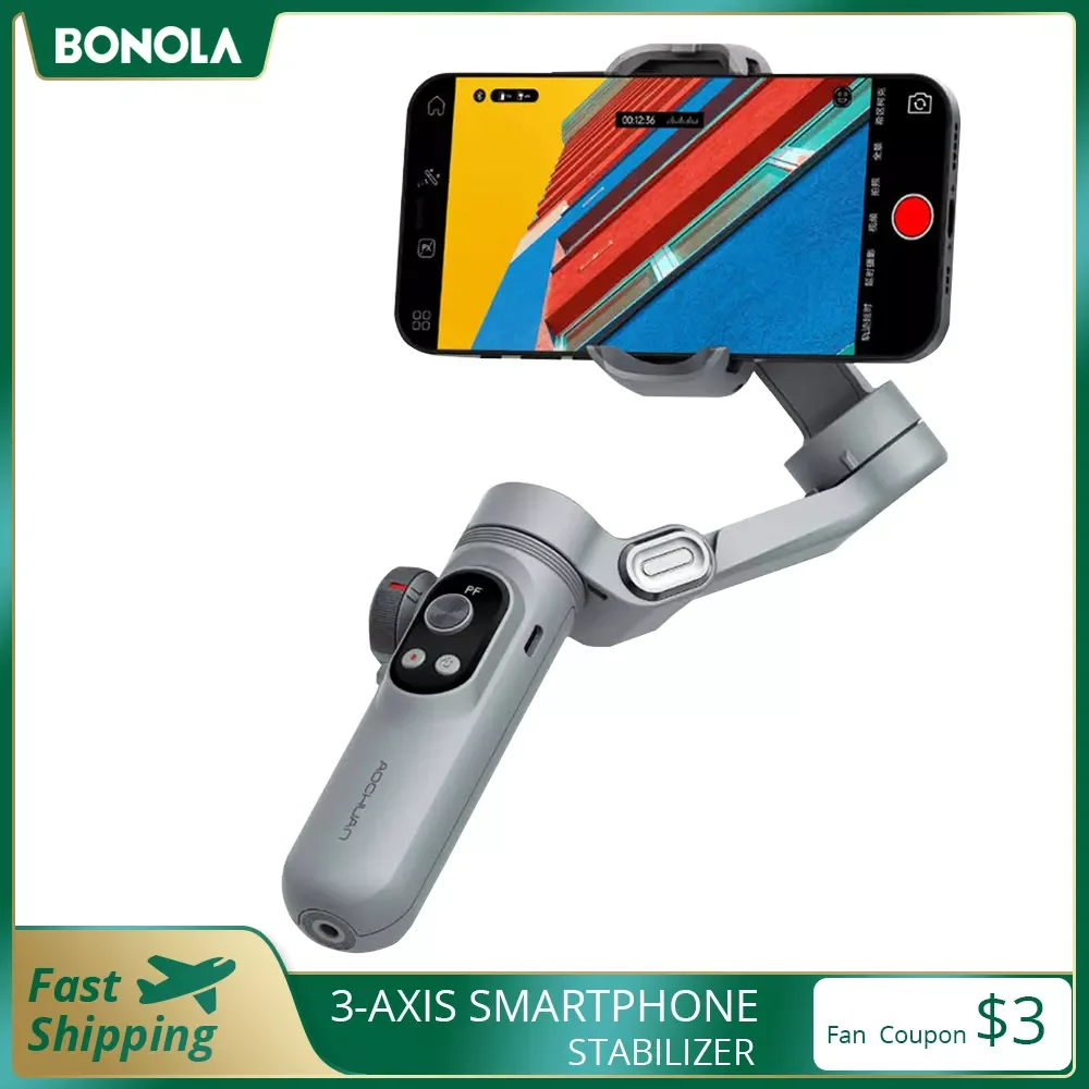 

3 Axis Handheld Gimbal Stabilizer Tripod Foldable for IOS/Android Phone Selfie Stick Face Tracking Stabilizer Gimbal with Light