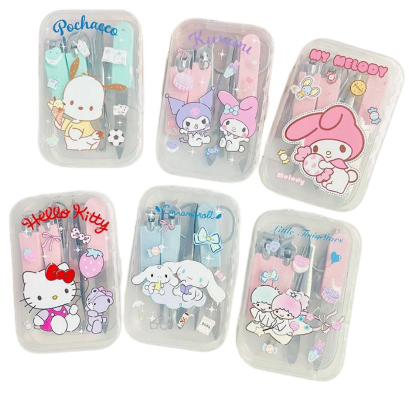 

New Hello Kitty Kuromi My melody Kuromi Cartoon Cute Nail Clippers Printed Stainless Steel Nail Scissors Set Manicure Tools