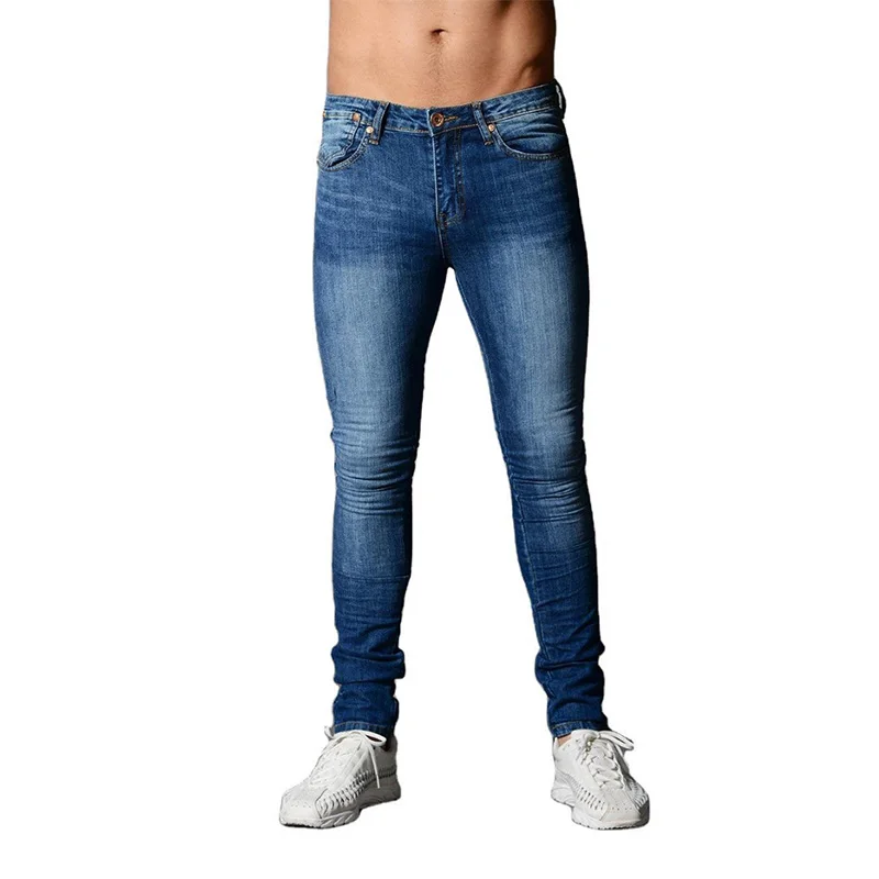 New Skinny Jeans Men New Solid Color Casual Denim Pants Spring and Autumn Streetwear Male Tight Full Length Trousers