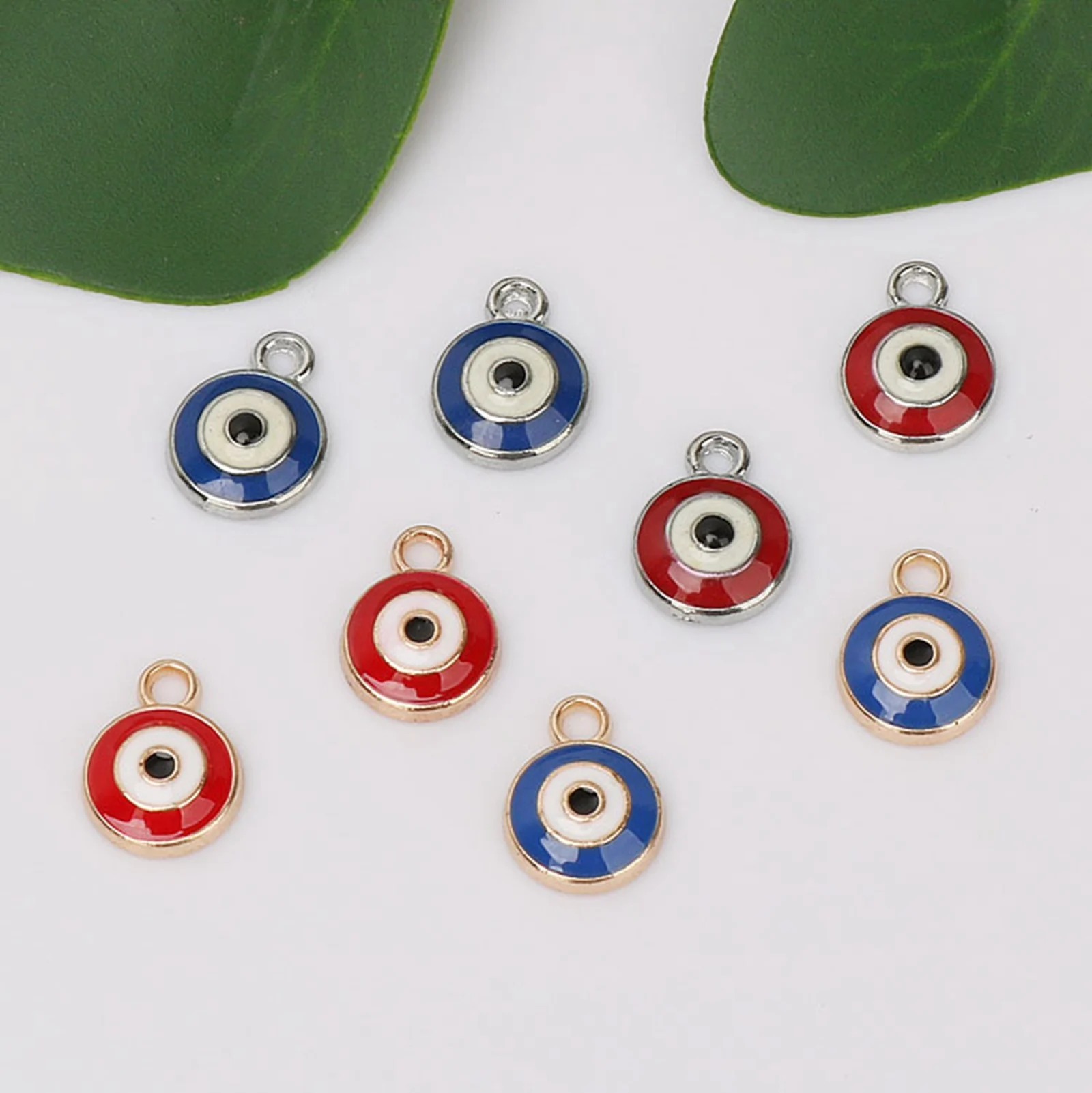 

20pcs Alloy Enamel Red Blue Eye Charms 10mm for DIY Jewelry Making