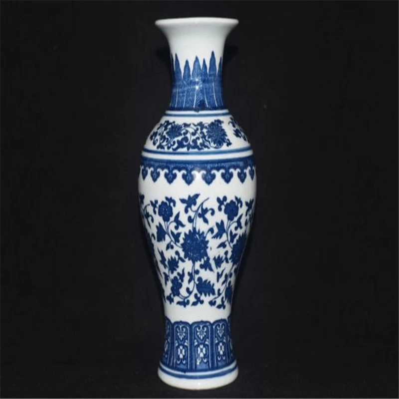 

Изысканная китайская фарфоровая ваза с ручной росписью, Цветочная сине-белая фарфоровая ваза Qianlong Mark