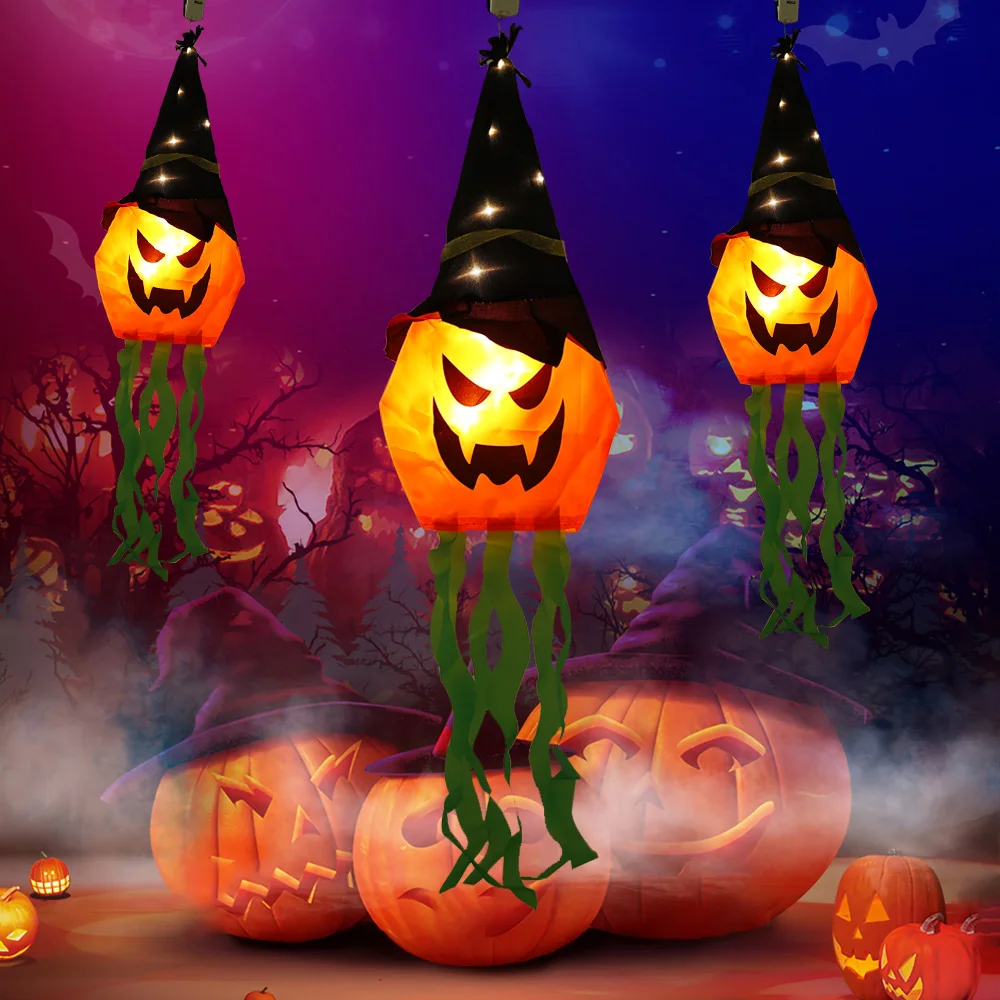 

3pcs Halloween LED Pumpkin Lights Decoration Starry Ghost Festival Flashing Lights Hanging Lamps Dress Up Wizard Pumpkin Lantern