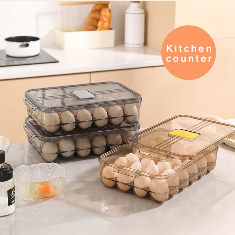 

Egg Storage Box Refrigerator Covered Fresh-keeping Box Kitchen Anti Falling Egg Special Finishing 24 Compartments Egg Tray