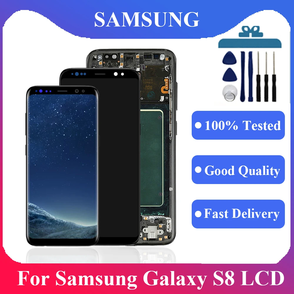 Высококачественный TFT-дисплей для Samsung Galaxy S8 G950FD,G950W, ЖК-дисплей, сенсорный экран с рамкой для Galaxy S8, замена дисплея