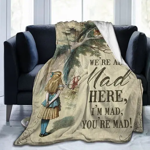Alice In Wonderland Throw Blanket Flannel Fleece Blanket for Girls Boys Kids Bed Decor Gifts Soft Warm Cozy Lightweight Blankets