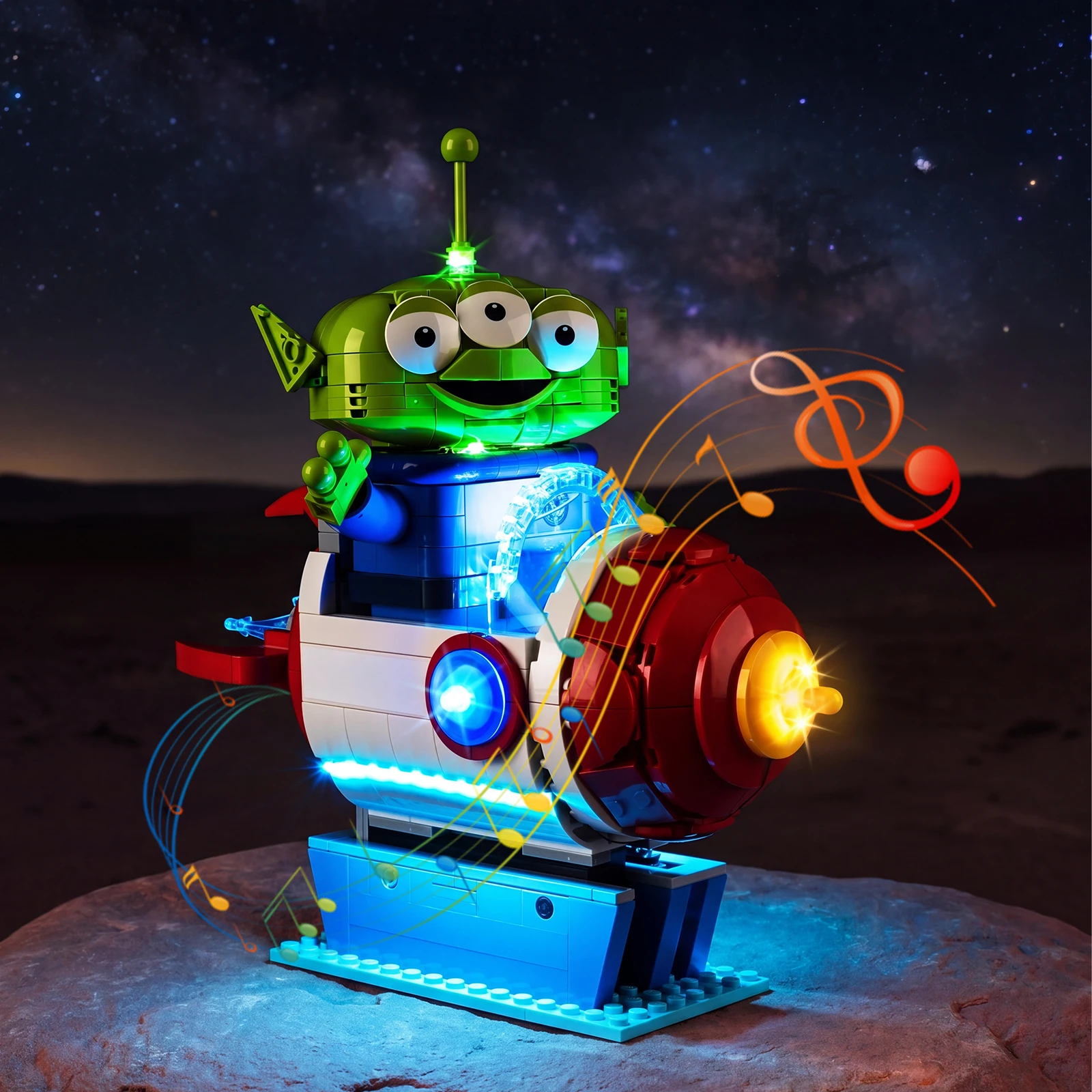 Фото Набор светодиодного освещения, подходящий для конструктора LEGO Alien with Pizza Planet Rocket Ride 43307 №5
