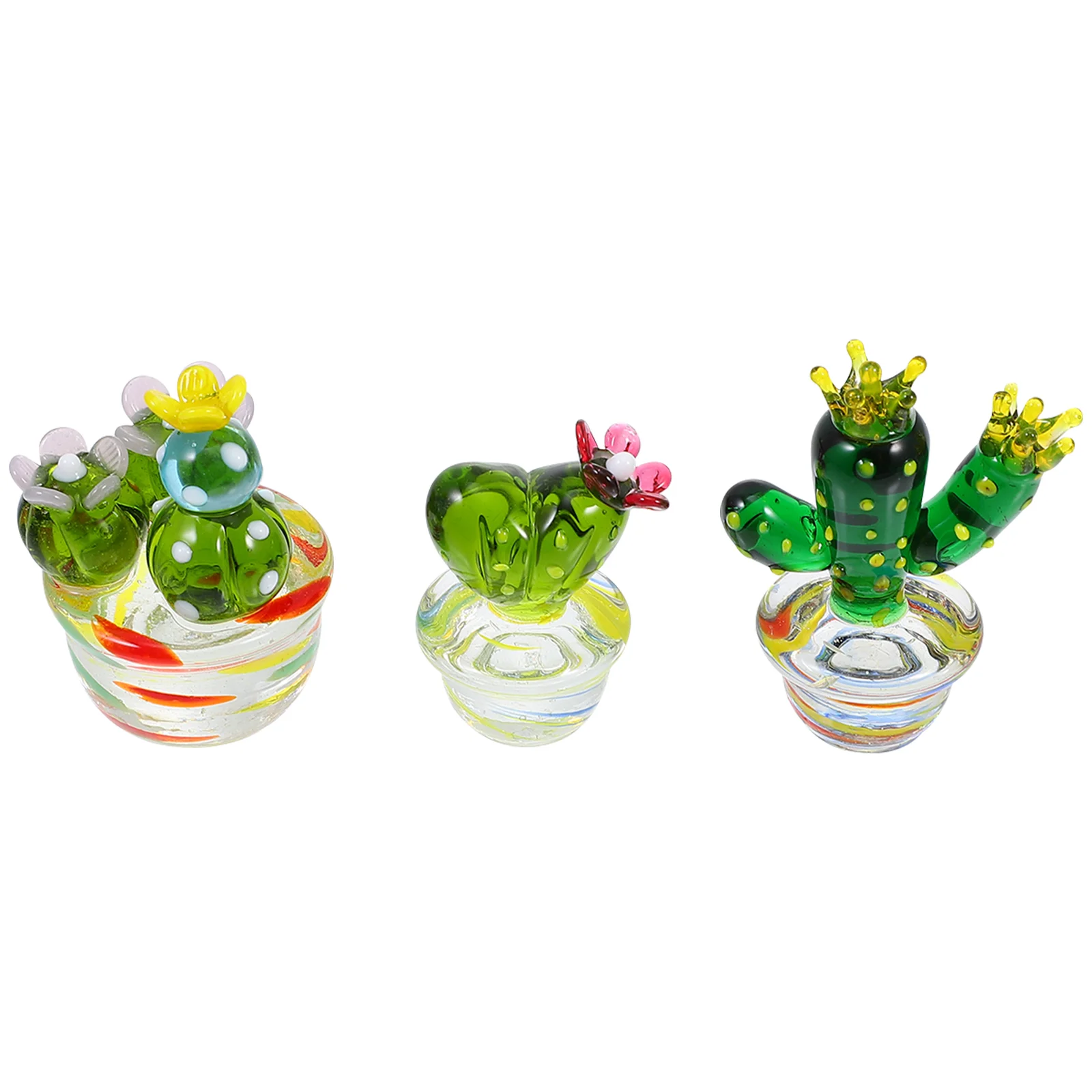 

Cactus Decor Glass Potted Home Artificial Bonsai Car Art Figurines