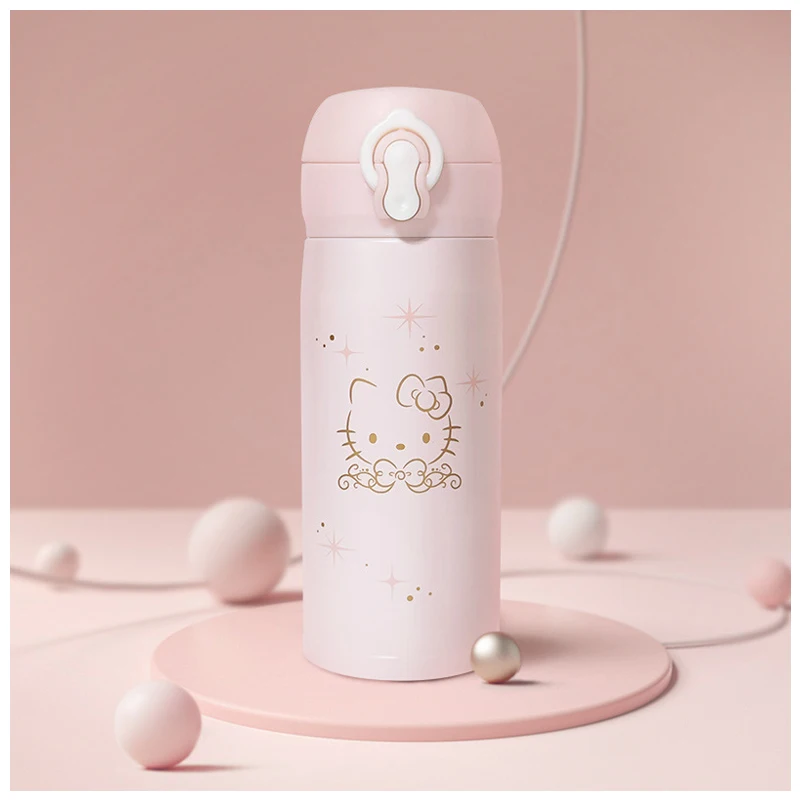 

Sanrioed мультфильм аниме фигурка HelloKittys похлопывающая чашка Kawaii Милая портативная 316 нержавеющая сталь термос чашка бутылка для воды 330 мл